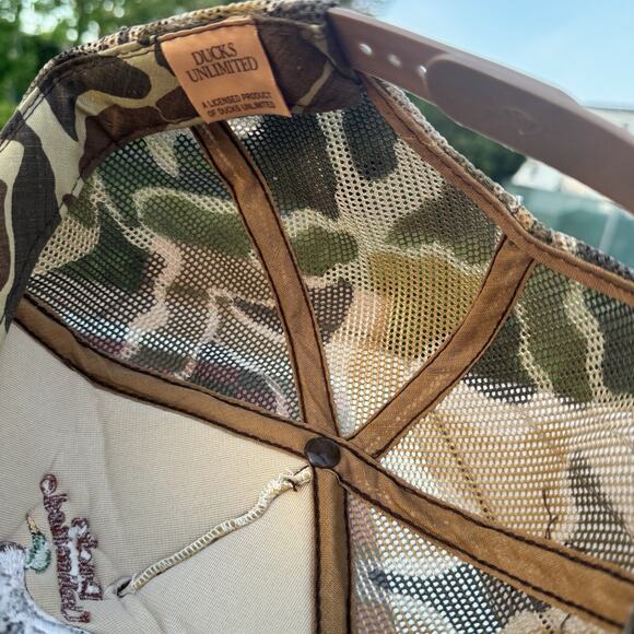 Vintage Ducks Unlimited Camo Cap Hat Snapback Hunting Trucker Camouflage Youngan - Picture 6 of 8